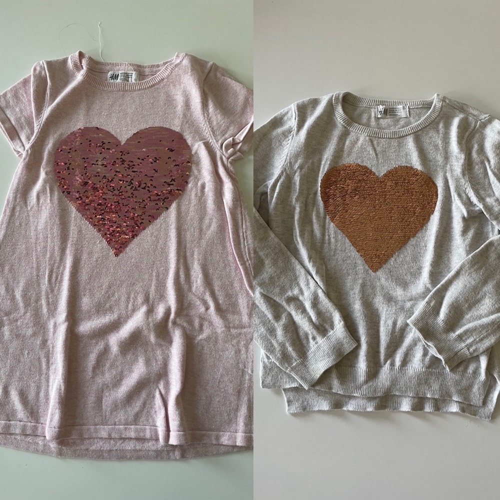H&M kids (girls) reverse sequins sweater dress and sweater